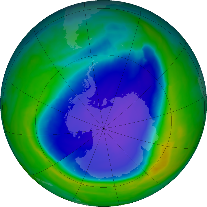 Antarctic ozone map for 06 November 2015